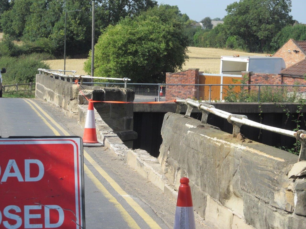 Damage to the side of Stainforth road bridge